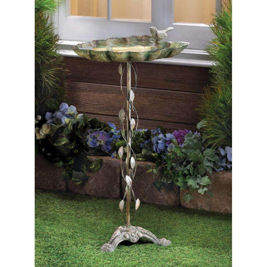 Verdigris Leaf Birdbath - The Fox Decor